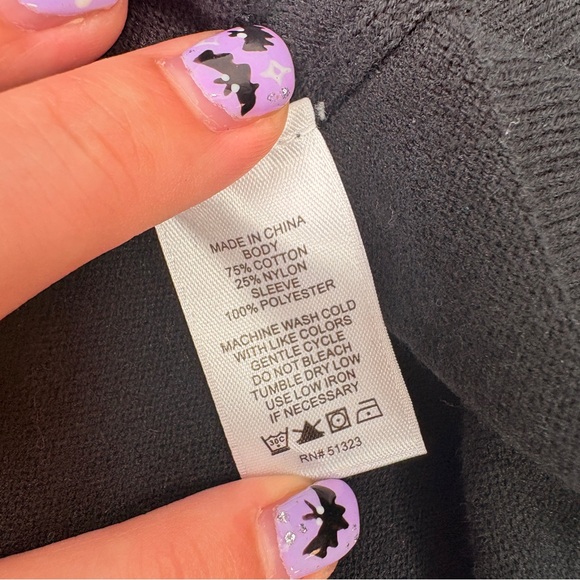 CeCe Black Blouse with Gold Dot Sleeves - Picture 7 of 8